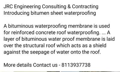 JRC Construction
Introducing Bitumen Sheet Waterproofing system.