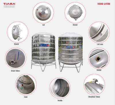 Tiara Stainless Steel Water Tank 1500 L