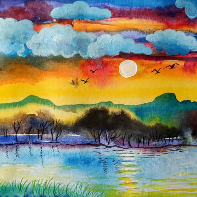 watercolor landscape #Landscape #art   #artisthandpainting  #TexturePainting