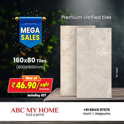 ₹46.90/sqft -ന് മികച്ച 160x80 (1600x800mm) ടൈലുകൾ സ്വന്തമാക്കാം ABC MY HOME -ൽ നിന്നും. ഓഫർ ലഭിക്കുവാനായി ABC MY HOME കൊച്ചി, ആലപ്പുഴ ഷോറൂമുകൾ ഉടൻ സന്ദർശിക്കൂ.

കൂടുതൽ വിവരങ്ങൾക്ക് 91 89431 97575 എന്ന നമ്പറിൽ ബന്ധപ്പെടാവുന്നതാണ്.

#tiles #sanitaryware #plumbing #bathroomfittings #kitchen #home #homesweethome #kitchentop #showroom #offers #discounts #shopping #abc #abcmyhome #trending #trendingreels #trendingoffer #megasales #reels #kerala #kochi #alappuzha #eramalloor #india