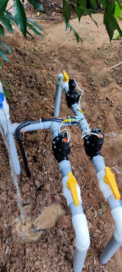 sprinkler irrigation Automation system with solinoid valves work finished at Aluva Dr.T.I George sir.