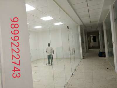 false ceiling and toughened glass partition