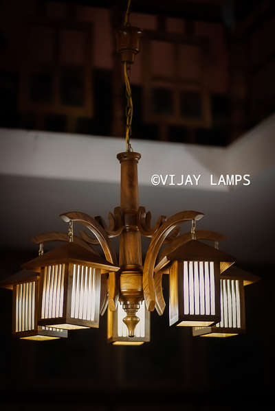 wooden lamps cluster of 5 lamps  #InteriorDesigner #woodeninterior #lamps #lampshade #Teak #teakwood  #dinningroomdecor #HomeDecor #woodeninterior