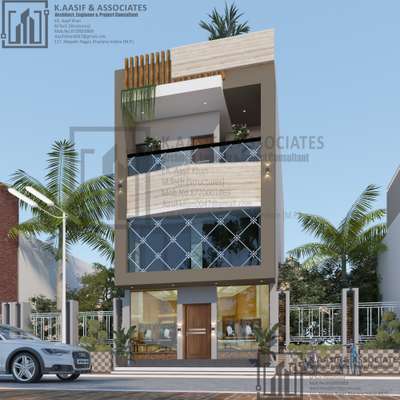 30 foot wide commercial Elevation design by K.Aasif and Associates 
 #ElevationDesign 
#facadedesign 
 #structuralengineering 
 #CivilEngineer 
 #Architect