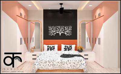 Proposed Bedroom Idea #MasterBedroom #BedroomDecor #bed #louver #artindia #mirrorunit #WardrobeIdeas #dessing