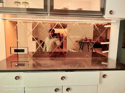 Rose gold profile and rose gold mirror glass 
panel wall contact 9074658868