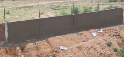boundary wall work 
#BOUNDARYWALL #brickmasonry #plastering #fencing #wire #govtproject