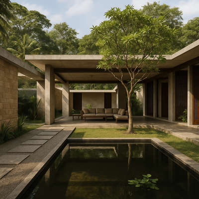 modern minimalist 
#kerala #tropicalhouse  #courtyard #landscape