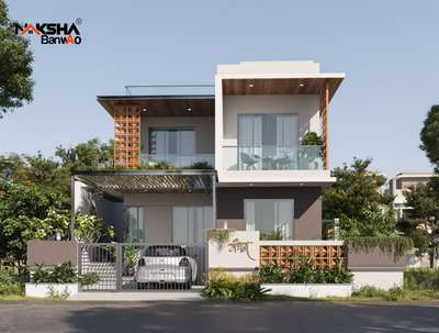 Modern Front elevation by Nakshabanwao ✨❤️ 
#ElevationHome  #ElevationDesign  #elevation_  #frontElevation  #exteriordesigns  #exteriordesignideas  #exterior3D  #exteriorsofinstagram  #nakshabanwao