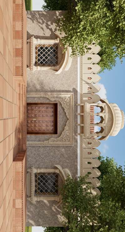 Heritage House Exterior 
 #heritagestyleelevation  #heritage  #HouseDesigns  #exterior_Work  #rajwadivibes  #ghokhda  #havelidesign  #rajputana  #historicarchitecture  #woodengatedesign  #mehrab  #stone
