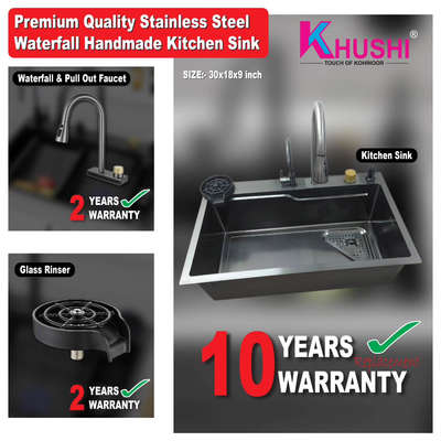 Khushi Luxurious waterfall sink with lifetime Replacement warranty. # sink #steelsink  #kitchensinks  #waterfallssink
 #stainlesssteelsink