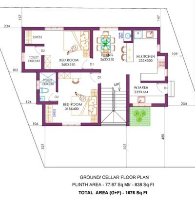 3bed rooms house plan