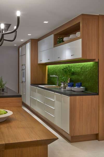 Greenery instead of Dado  #KitchenIdeas  #KitchenCabinet  #KitchenInterior