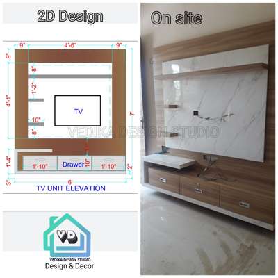 2D design with actual site pic of TV UNIT BY VDS studio.
 #interior  #architectural&Interior  #homedecorlovers  #elevationDesign  #KitchenInterior