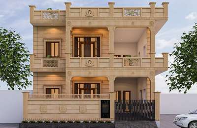 Home Front elevation ⚜️ design  #jodhpur #cnc #likeforlikes #viralkolo #koloapp #ElevationHome #SandStone