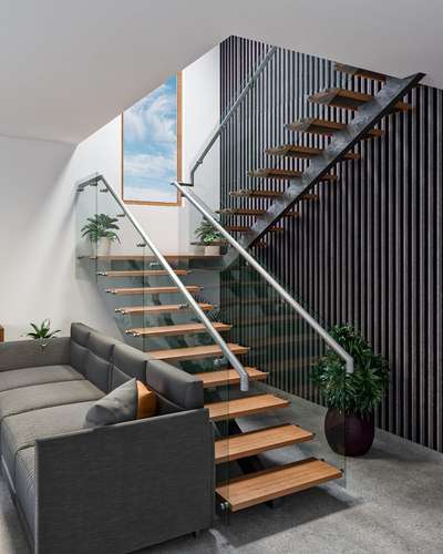 stair with glass handrail