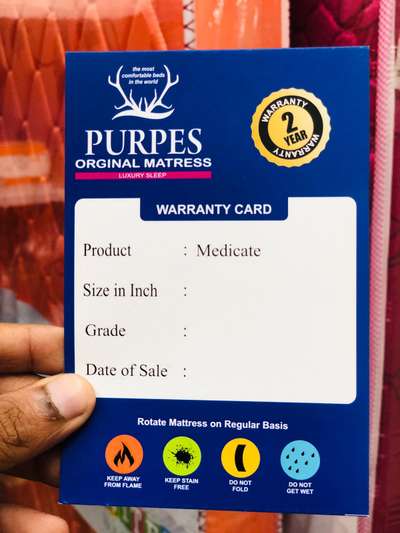 Mattress WARRANTY  CARD 
Contact  : 8137970070