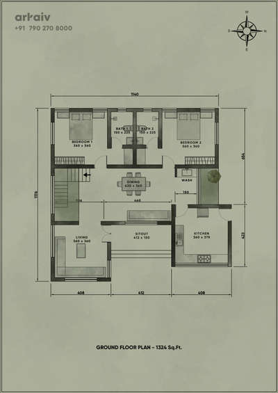 Ground Floor Plan - 1324 Sqft.

 #floorplan  #FloorPlans  #groundfloorplan  #houseplan  #keralaplanners  #keralahouseplans