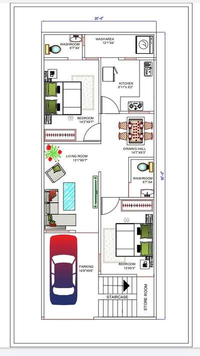 20'x50'
house plan 1rs sqft
dm for best planning for ur house. 
 #modernhome 
#2DPlans 
#clientwork
