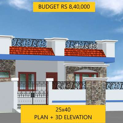 Creating a comprehensive home design description within your budget would require careful planning and consideration. Here's a general overview of what could be achieved with a 25x40 square feet single-story home and a budget of 8.40 lakhs:

**Exterior:**
The exterior of the home features a simple and modern design. A gabled roof with minimal slope adds a touch of elegance. The front façade includes large windows for ample natural light and ventilation. The entryway is adorned with a small porch and a welcoming door.

**Interior:**
Upon entering the home, you find yourself in a cozy foyer that leads directly into the living area. The living room is designed to make the most of the available space while providing a comfortable and inviting environment for relaxation.

To the side of the living area is the kitchen and dining space. The kitchen is efficient and functional, with space for essential appliances and ample storage. The dining area is strategically placed to create a seamless f