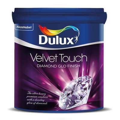 *Velvet Touch Diamond Glo 20ltr*
Product Description

Dulux Velvet Touch Diamond Glo is a super premium quality, highly durable and washable emulsion paint with a best in class high sheen luxury finish. It is the only super premium interior emulsion that brings alive the smooth touch of Velvet and glo of Diamonds on the walls. Uniquely formulated with Surface slip technology, Diamond Glo has the Best in Class Stain and Water Repellence- better than any other ordinary emulsion. Now with Tru Color (Dura Color Technology), Velvet Touch is made with the finest ingredients and color pigments to deliver intense rich colors and ultra-smooth finish on your walls.

Application Description

Step 1: Surface Preparation
Ensure that the surface is clean, dry, free from all loose particles, dust, dirt, grease, wax, mould, fungal growth etc. before application. All surfaces should be thoroughly rubbed down using a suitable abrasive paper and thereafter wiped off.
Step 2: Application process
Prime surface with ICI water-based cement primer and allow it to dry overnight. Now use ICI Wall Putty to rectify cracks and smoothen out the surface and later apply the second coat of putty. Apply another coat of primer on the puttied surface. Dilute the paint with 25% - 30% of clean water and apply the first coat. Dry for 5-6 hours before recoating.
Step 3: Drying time
Touch dry for the paint is up to 1 hour and allow 5-6 hours of drying time for recoating.