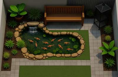 Backyard koi pond design for Mr.Jofy, Thrissur