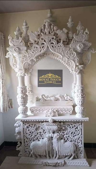 Pure White Temple in Full Carved 
 #temple  #uniquedesigns  #HomeDecor #PrayerCorner  #Prayerrooms  #Poojaroom  #pooja  #marbles  #uniquehomes