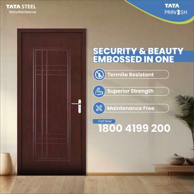 Secure your home in style with Tata Pravesh steel doors. Strength meets elegance for ultimate protection. #TataPravesh #Steeldoor #strong #Durable