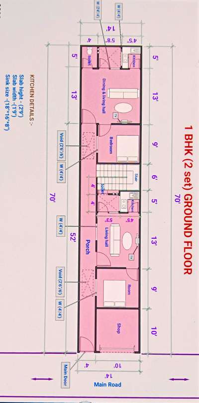 2BHK in very thin area main road with shop # 4/- / ft*2