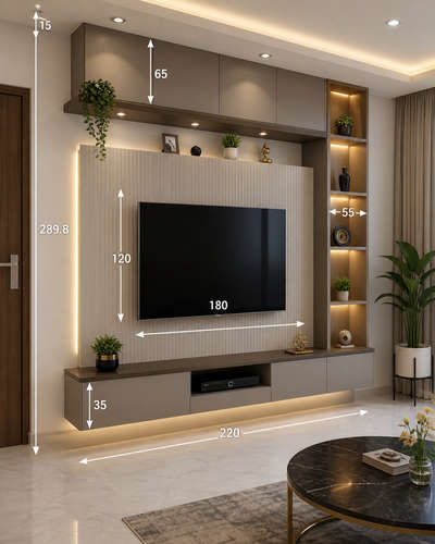 Luxury Wardrobe Design with Study Table | Modern Bedroom Interior Measurements (CM) | Space Saving Design

Description:
Looking for a smart and luxury bedroom wardrobe design with study setup? ✨

This redesigned premium bedroom concept features:
✔ Large wardrobe with practical storage
✔ Attached study table setup
✔ Open display shelves with warm LED lights
✔ Premium wood + cream finish
✔ False ceiling lighting
✔ Clean measurement layout in CM for easy execution

📏 Cutting List (Approx. in CM):
• Total Room Height: 305 CM
• Ceiling Drop: 15 CM
• Wardrobe Height: 210 CM
• Loft Height: 60 CM
• Wardrobe Width: 180 CM
• Study Table Width: 120 CM
• Side Shelf Depth: 45 CM