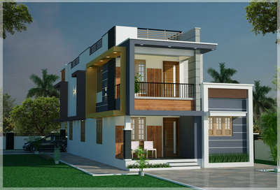4bhk 3 D design fully attached bed room... 2000sq feet, 5  cent

 # # # #