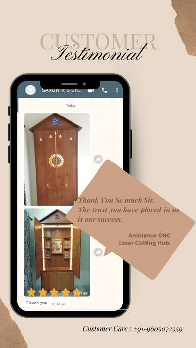 ചില വർക്കുകൾ അങ്ങനെയാ നമ്മളെ വിശ്വസിക്കുന്നവർക്ക് നമ്മൾ കൂടെ ഉണ്ടാകും 🥰.
Thank you very much Sir for giving us your valuable time.
#cnc #cnclasercutting #cncwoodworking #cnckerala #custominterior #poojaunit #metalcuttings #InteriorDesigner #KitchenInterior #Architect #happy_customer #we_are_moving_forward_with_happy_customers #happyclients #trivandram #eanchakkal #metalcnc #ambiencecnc #ambiencecnccuttinghub #cnclasercutting #HouseConstruction #sitestories #clientdiaries #client-sarun #poojaroomdesign #handrails #gateautomation #exterior_Work #Architectural&Interior #LUXURY_INTERIOR #loveinterior #trust #cncpattern