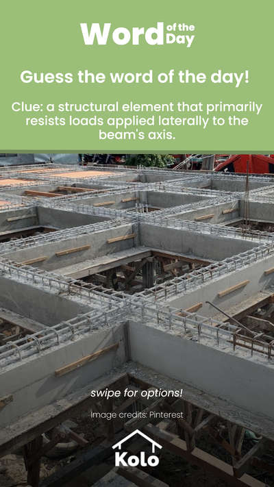 Have a look and see if you can guess the word of the day

Test your knowledge of home construction with our quiz series and learn more about design
and other elements of construction.

Learn new words of home construction with our Word Of The Day series on Kolo Education 👍 
Learn tips, tricks and details on Home construction with Kolo Education 🙂 
If our content has helped you, do tell us how in the comments ⤵️ 
Follow us on @koloeducation to learn more!!!

#education #architecture #construction #wordoftheday #building #interiors #design #home #interior #expert #koloeducation #wotd #quiz #wotd