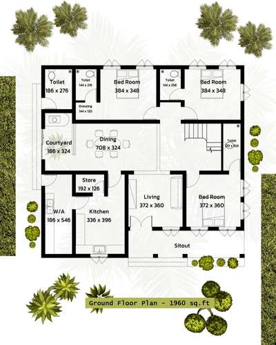 Home Plan🏘️ | 3BHK | Area : 1960 sq.ft

•Sitout
•Living
•Dining
•courtyard
•3 Bedrooms with Bathroom
•stair
•Kitchen + Store
•work Area

#2dplan #homeplans #spaceplanning #architect #architecturedesign #planner #illustrator #psd #sirajdesignstudio #keralahomes #keralaarchitecture #interiorinspiration #HouseConstruction