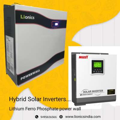 Hybrid Solar Inverters.. 3kw to 100 kw.. with lithium ferro phosphate power Wall.. Queries : 9495656566
