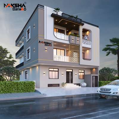 Modern House Front elevation design by Nakshabanwao ✨✨ 
 #modernhome  #modernarchitect  #moderndesign  #modernhousedesigns  #frontElevation  #frontelevationdesign  #ElevationHome  #ElevationDesign  #elevationideas  #3D_ELEVATION  #3dhousedesigns  #nakshabanwao  #jaipurcity  #rajasthan