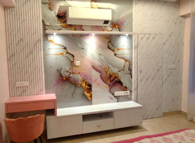 pink UV marble sheet tv unit