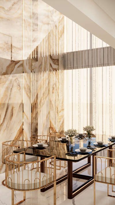 Dining area designed for a 47lakh (4bhk) estimated home interior . Premium finish luxury panellings .
#dining #diningarea #InteriorDesigner