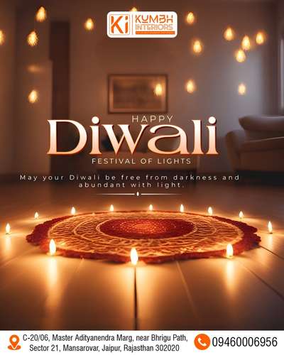 ✨✨ This Deepawali, Light Up Your Home with KUMBH INTERIORS ✨✨
As the festival of lights fills every corner with joy and brightness, let your home shine with elegance and style too.
Transform your apartment into a beautiful, functional, and luxurious space — perfectly designed to reflect your taste and lifestyle.
🏠 From Modular Kitchens to Complete Home Interiors,
💡 From Smart Space Planning to Elegant Finishes —
KUMBH INTERIORS brings your dream home to life!
This festive season, let’s celebrate “Sundar Ghar, Jagmagata Ghar” 🌟
Happy Deepawali from Team KUMBH INTERIORS!
Bharat ka Har Ghar ho Sunder, Har Ghar Jagmagaye. 🪔
#KumbhInteriors #Deepawali2025 #HomeInteriors #FestivalOfLights #interiordesignjaipur