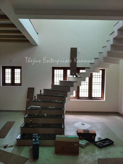 GLASS HANDRAIL WORKS KANNUR #GlassHandRailStaircase  #GlassStaircase #handrails  #handrailsteel #handrailwork #handrail