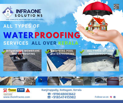 All types of Waterproofing works

✅Leak Treatment
✅Industrial flooring
✅Bathroom/Terrace/Roof Waterproofing
✅Bridge Deck Waterproofing
✅Pressure Grouting
✅PU Injection
✅Fiberglass Waterproofing
✅Reinforced Waterproofing
✅Membrane Waterproofing
✅Acrylic Coating etc..

☎️ +919048003662
☎️ +918547415982