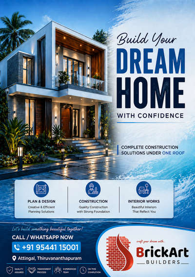 BrickArt Builders
 #HouseConstruction  #Thiruvananthapuram #attingal #veed