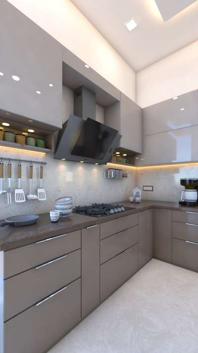 #KitchenIdeas #ModularKitchen  #ClosedKitchen #LargeKitchen #LShapeKitchen #KitchenCabinet #Acrylic