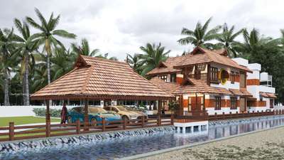 We have the privilege of serving Client  #Mr. Dinesh Kumar from Karnataka # with his requirement of a 3500 sqft 4 bedroom beautiful nalukettu # Avail our customized home plans and 3D elevation designs # that perfectly blend  elegance and attractiveness.
