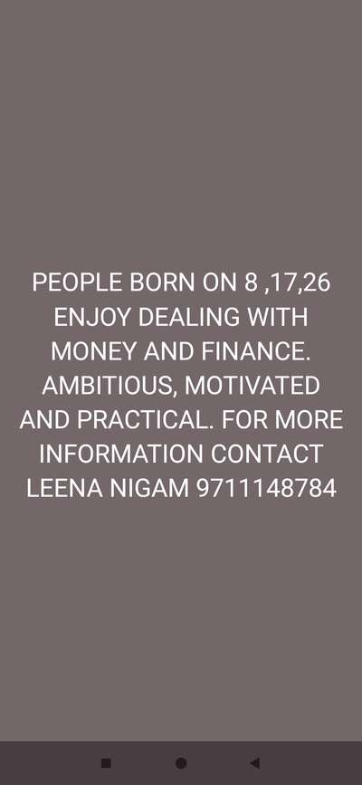 For vastu and numerology contact Leena Nigam 9711148784