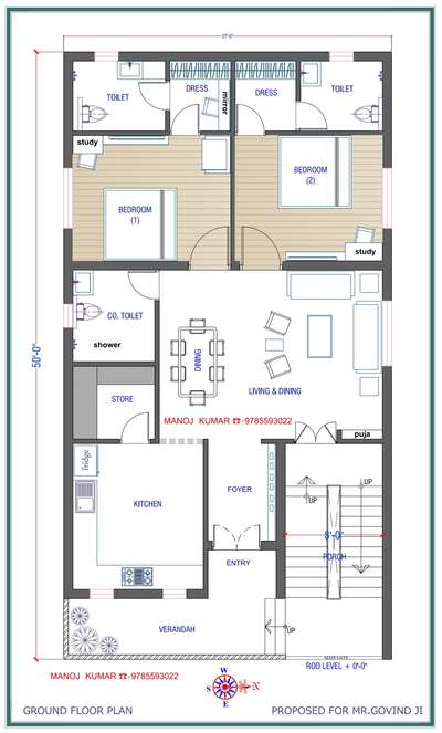 27X50 east face house plan!