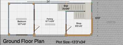 Size  13.33×34 two side road 20 fitt road side front 13.33fitt and 17 fitt Road side front 34 fit 
Needs ground floor one office L tipe front 20 fitt road side+SUV car parking 17 fitt Road side entry+ one room set 
And 2nd floor 2 room set 3rd floor momty and kuch design front look raapchick design badiya ho 🙏and low budget if possible