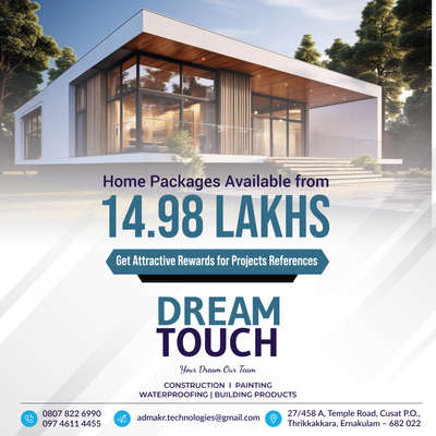 Dream Touch...Experience the Difference: Our Expert Architects and Engineers Tailor Your Home with Basic, Premium, and Luxury Packages"

300+ Quality Checks
No Hidden Cost
On Time Completion
Personalised Design
#HouseConstruction #constructioncompany #keraladesigns #Contractor #homeplan
