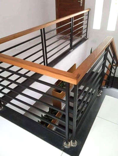 HANDRAIL 
Mat black& teak wood 
#handrailstaircase  #handrailing