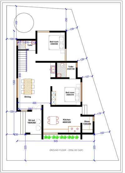 996.00 sqft
plot shooot plan